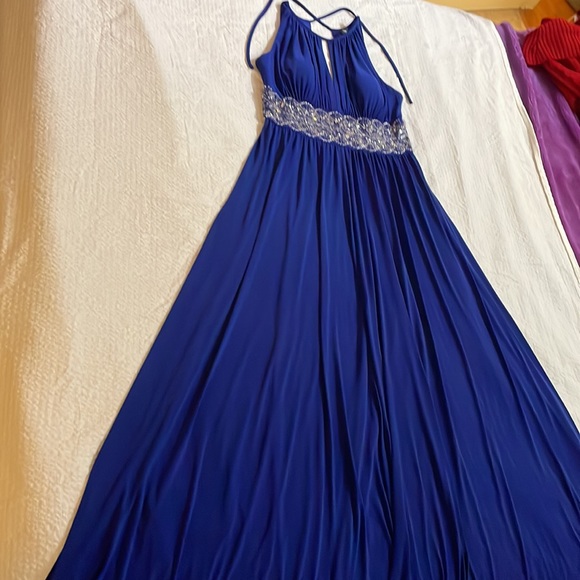 long A-line cocktail dress size 8 royal blue - Picture 3 of 6